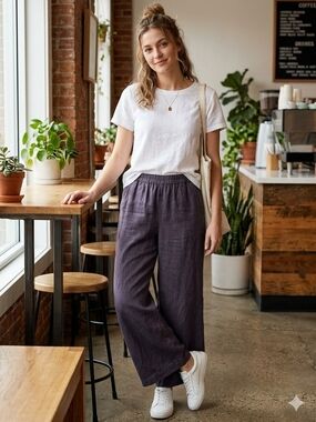 Old Navy Wide-Leg Linen Blend Pants in Plum